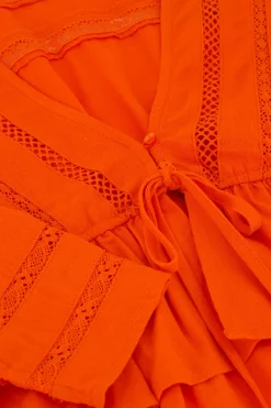 My Jewellery Blouse Courte En Lin Orange Sale
