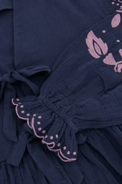 My Jewellery Blouse En Mousseline Bleu Foncé Avec Broderies Et Nœuds Violet/Bleu foncé Hot