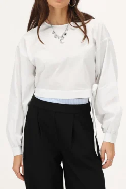 My Jewellery Blouse En Popeline he Avec Nœuds Blanc Online