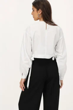 My Jewellery Blouse En Popeline he Avec Nœuds Blanc Online