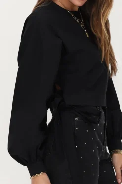 My Jewellery Blouse En Popeline e Avec Nœuds Noir Best