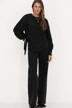 My Jewellery Blouse En Popeline e Avec Nœuds Noir Best