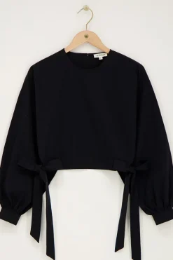 My Jewellery Blouse En Popeline e Avec Nœuds Noir Best