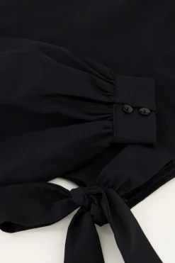My Jewellery Blouse En Popeline e Avec Nœuds Noir Best