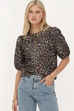 My Jewellery Blouse Imprimé Léopard Foncé Avec Nœuds Dans Le Dos Marron/Beige Online