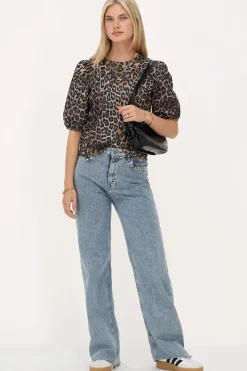 My Jewellery Blouse Imprimé Léopard Foncé Avec Nœuds Dans Le Dos Marron/Beige Online