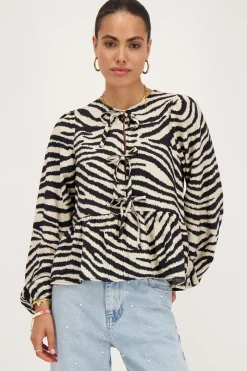 My Jewellery Blouse Imprimée Zèbre Avec Nœuds Hot