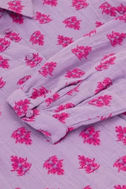 My Jewellery Blouse Lilas Avec Feuilles Roses Sale