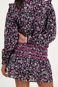 My Jewellery Blouse Noire à Imprimé Cachemire Rose Outlet