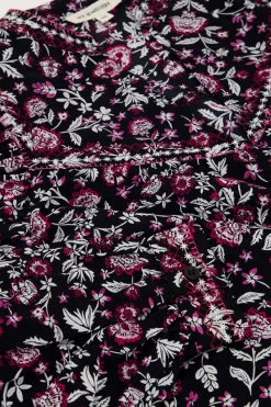 My Jewellery Blouse Noire à Imprimé Cachemire Rose Outlet