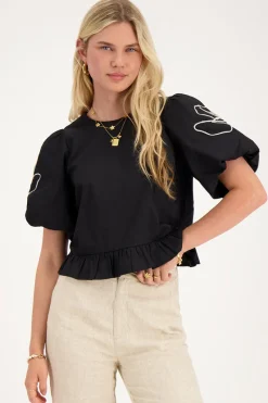 My Jewellery Blouse e à Motifs Fleuris Et Nœuds Dans Le Dos Noir Hot