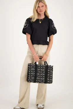 My Jewellery Blouse e à Motifs Fleuris Et Nœuds Dans Le Dos Noir Hot