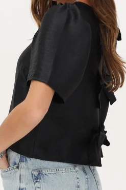 My Jewellery Blouse e Avec Manches Plissées Et Nœuds Noir Clearance