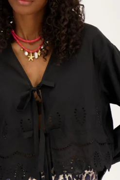 My Jewellery Blouse e Avec Nœuds Et Broderies Noir Online
