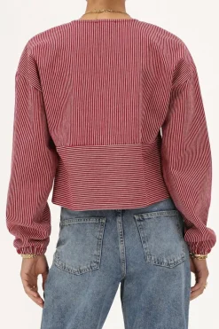 My Jewellery Blouse Rayée Et Blanc Avec Nœuds Rouge Fashion
