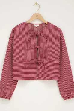 My Jewellery Blouse Rayée Et Blanc Avec Nœuds Rouge Fashion