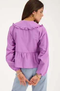 My Jewellery Blouse Rayée te Avec Nœuds Violet Discount