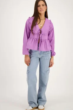 My Jewellery Blouse Rayée te Avec Nœuds Violet Discount