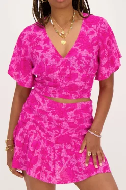 My Jewellery Blouse Rose à Imprimé Floral Rose/Rose clair Clearance