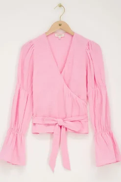 My Jewellery Blouse à Manches Larges Et Nœud Rose Outlet