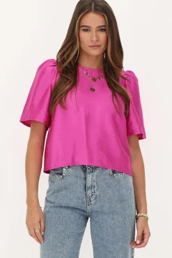 My Jewellery Blouse Avec Manches Plissées Et Nœuds Rose Clearance