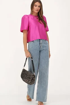 My Jewellery Blouse Avec Manches Plissées Et Nœuds Rose Clearance