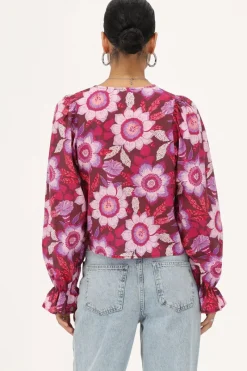 My Jewellery Blouse Rose Avec Nœuds Et Imprimé Floral Outlet