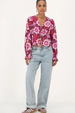 My Jewellery Blouse Rose Avec Nœuds Et Imprimé Floral Outlet