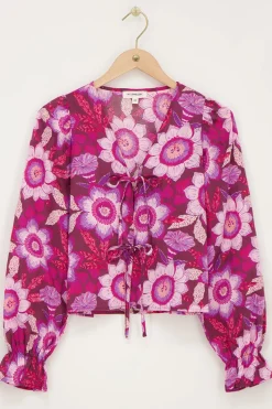 My Jewellery Blouse Rose Avec Nœuds Et Imprimé Floral Outlet