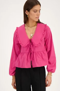 My Jewellery Blouse Rayée Avec Nœuds Rose Clearance