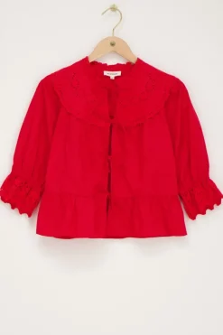 My Jewellery Blouse Avec Nœuds Et Broderies Rouge Fashion
