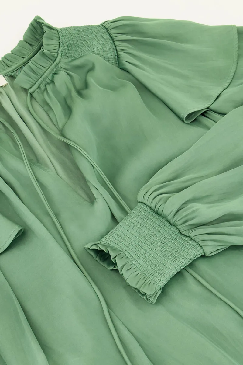 My Jewellery Blouse Satinée Vert Menthe à Volants Fashion
