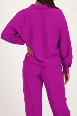 My Jewellery Blouse te à Boutons Violet Discount