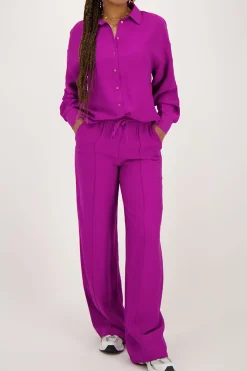 My Jewellery Blouse te à Boutons Violet Discount
