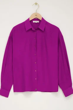 My Jewellery Blouse te à Boutons Violet Discount