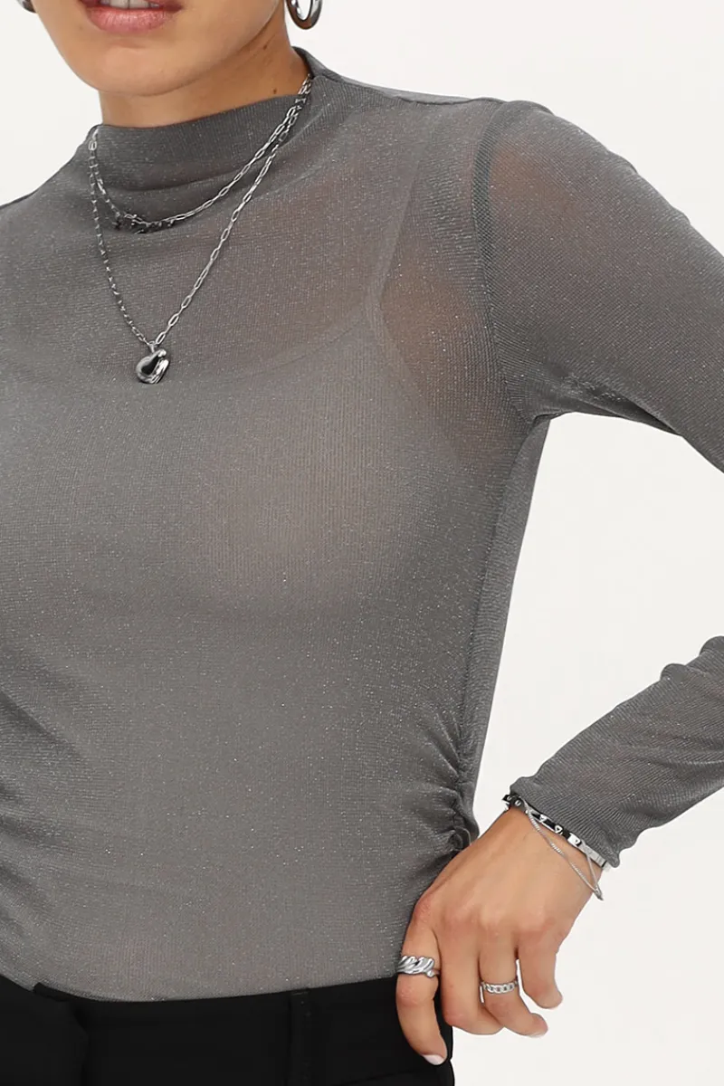 My Jewellery Body En Mesh Grise Avec Lurex Argenté/Gris clair/Gris Outlet