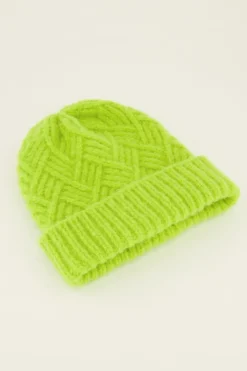 My Jewellery Bonnet En Maille Torsadée Verte New