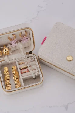 My Jewellery Boîte à Bijoux Beige Médium En Lin Clearance