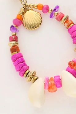 My Jewellery Boucle D'oreille Art Avec Perles Roses Et Coquillages Clearance