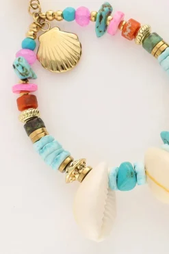 My Jewellery Boucle D'oreille Art Avec Perles Bleues Et Coquillages Discount