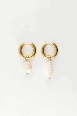 My Jewellery Boucles D’oreille Créoles Ornées De Deux Perles Différentes Fashion
