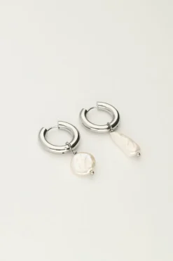 My Jewellery Boucles D’oreille Créoles Ornées De Deux Perles Différentes Fashion