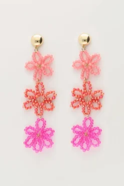 My Jewellery Boucles D'oreilles Avec 3 Fleurs Roses Hot