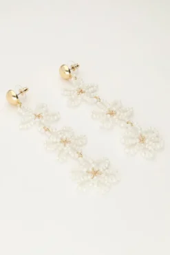 My Jewellery Boucles D'oreilles Avec 3 Fleurs Blanches Fashion