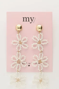 My Jewellery Boucles D'oreilles Avec 3 Fleurs Blanches Fashion