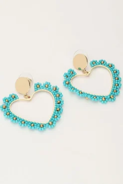 My Jewellery Boucles D'oreilles Avec Cœur Floral Bleu Sale