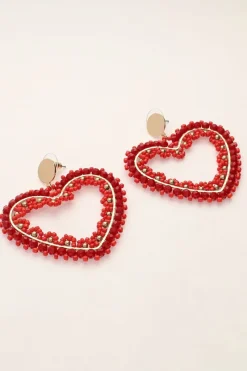 My Jewellery Boucles D'oreilles Avec Cœur En Perles Rouges Outlet