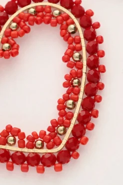 My Jewellery Boucles D'oreilles Avec Cœur En Perles Rouges Outlet