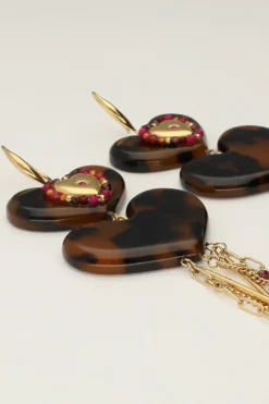 My Jewellery Boucles D'oreilles Avec Cœurs Et Cordons Imprimés Léopard Discount