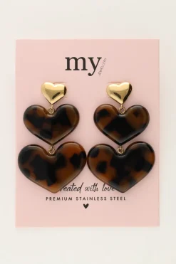 My Jewellery Boucles D'oreilles Avec Cœurs Imprimés Léopard Outlet